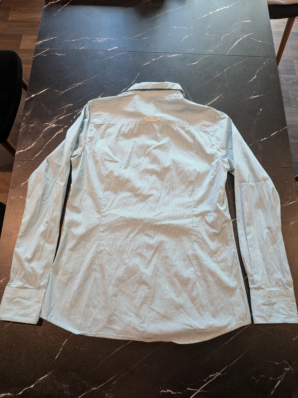 Ariat Light Blue and White Striped Casual Button-Down Shirt - Picture 7 of 9